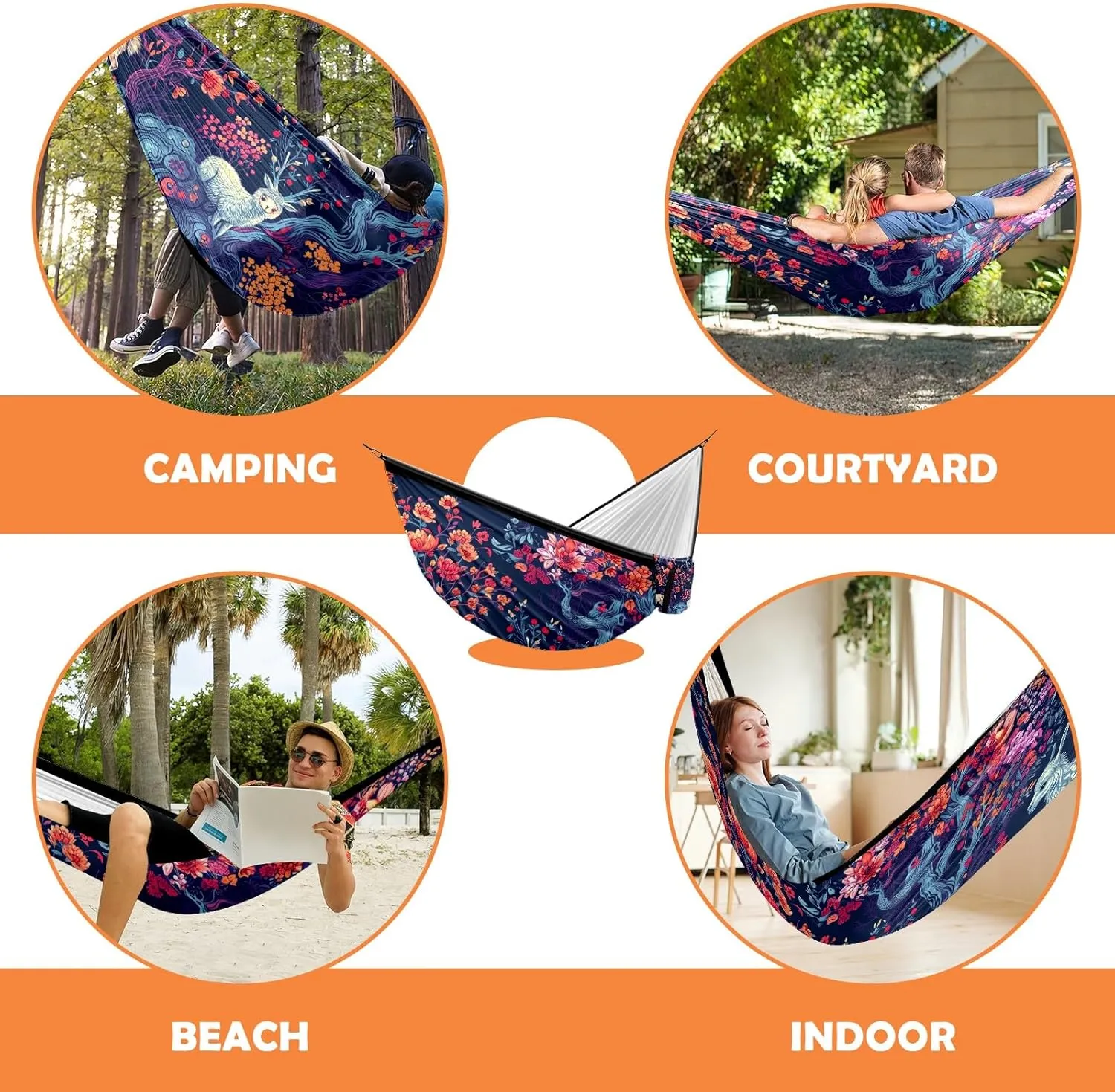 Camping Hammock Double & Single Portable Hammocks with 2 Tree Straps, Great for Hiking,Backpacking,Hunting,Outdoor,Beach,Camping, Alpaca (12)
