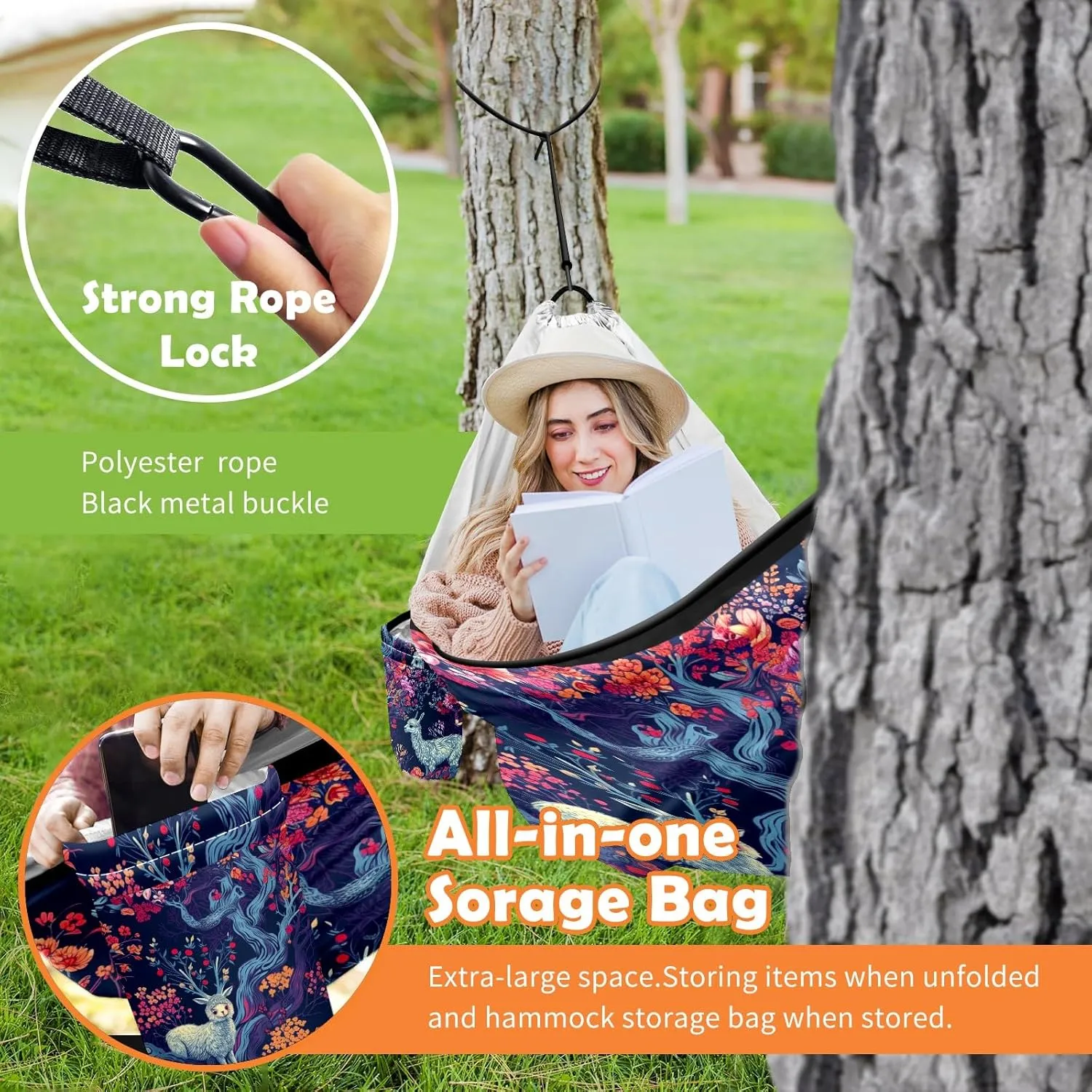 Camping Hammock Double & Single Portable Hammocks with 2 Tree Straps, Great for Hiking,Backpacking,Hunting,Outdoor,Beach,Camping, Alpaca (12)