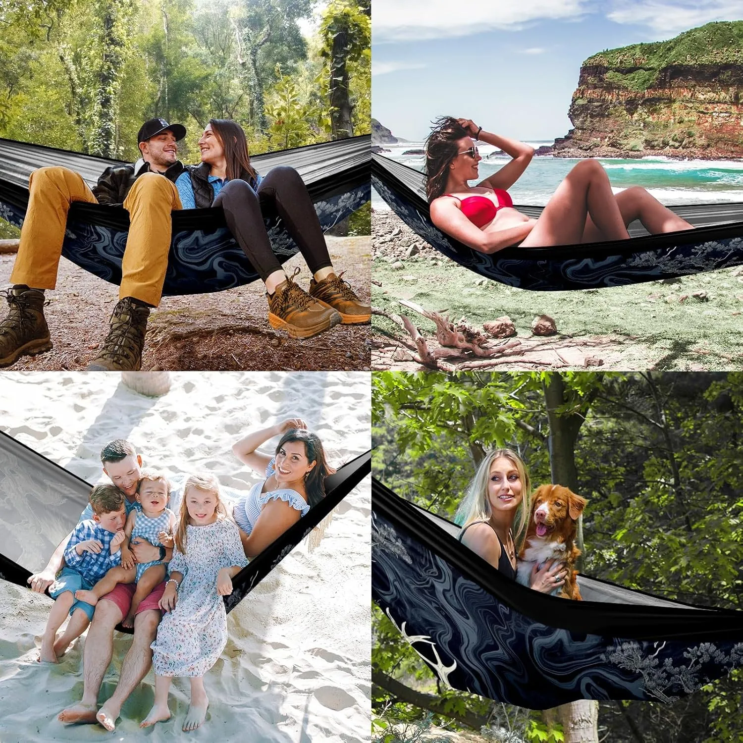 Camping Hammock Double & Single Portable Hammocks with 2 Tree Straps, Great for Hiking,Backpacking,Hunting,Outdoor,Beach,Camping, Deer (1)