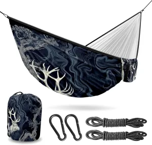 Camping Hammock Double & Single Portable Hammocks with 2 Tree Straps, Great for Hiking,Backpacking,Hunting,Outdoor,Beach,Camping, Deer (1)