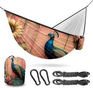 Camping Hammock Double & Single Portable Hammocks with 2 Tree Straps, Great for Hiking,Backpacking,Hunting,Outdoor,Beach,Camping, Peacock (39)