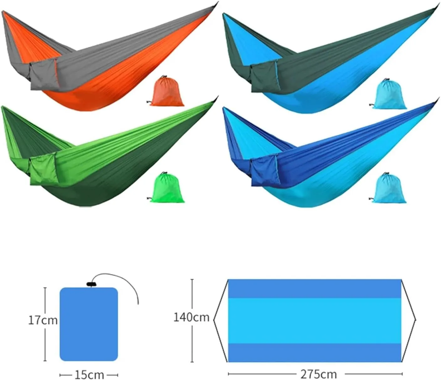 Camping Hammock Portable Camping Hammock Double Hanging Bed Lightweight Hammock Outdoor Waterproof Durable Survival Travel Leisure Bed, 245 X 90cm C