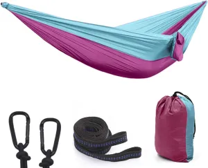 Camping Hammock - Portable Hammock, Best Parachute Double Hammock for Backpacking, Camping, Travel, Beach, Yard.