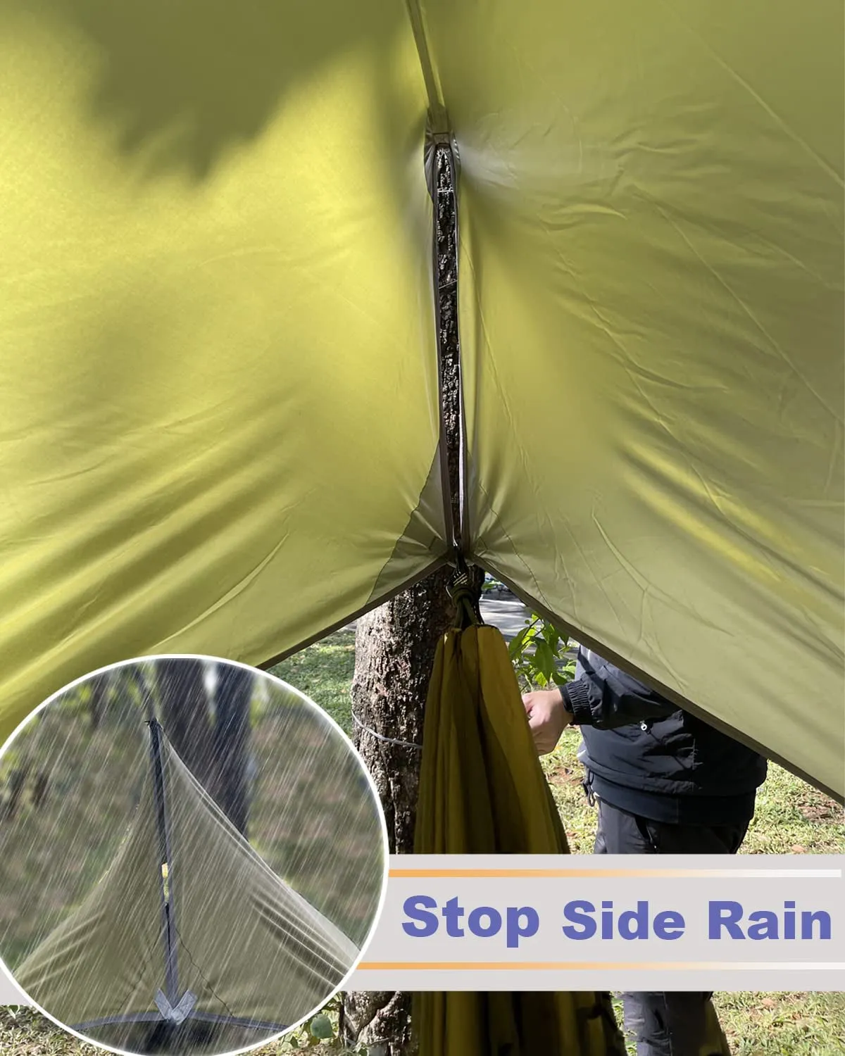 Camping Hammock, Portable Single & Double Hammock with Net, 2 Person Hammock Tent with 2 * 10Ft Straps
