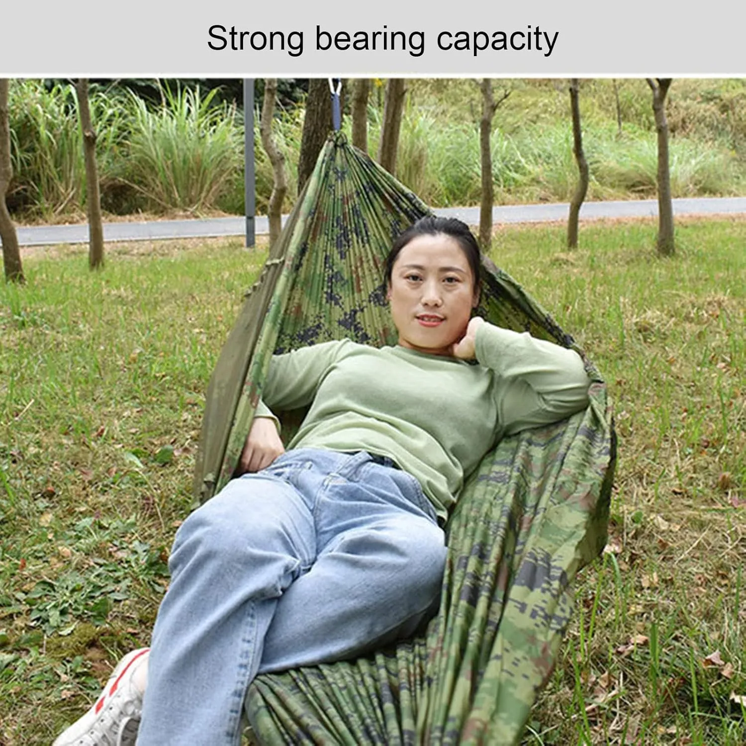 Camping Hammock, Single & Double Camping Hammock with Mosquito Net, Portable Nylon Hammock, for Outdoor Backpacking, Camping, Adventure, Hiking (Pink)