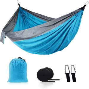 Camping Hammock - Travel Hammock with 2 Tree Straps, Double Hammock, Durable Nylon Parachute Portable Hammock for Outdoor Hiking Backpacking Yard