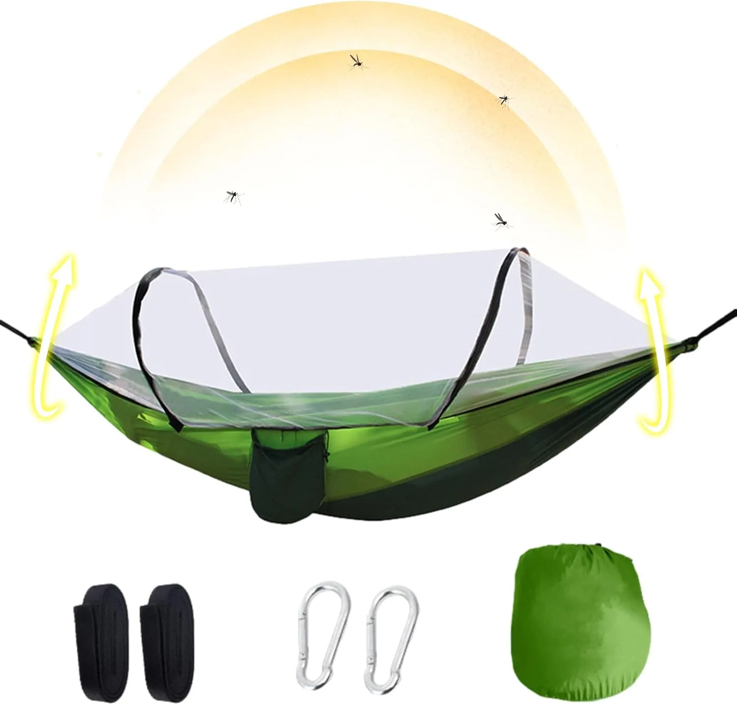 Camping Hammock with Mosquito Net, Portable Hammock Single or Double Hammock,Hammocks for Outside, Essential Camping Gear, Travel Portable Lightweight Hammocks for Survival Travel (B)