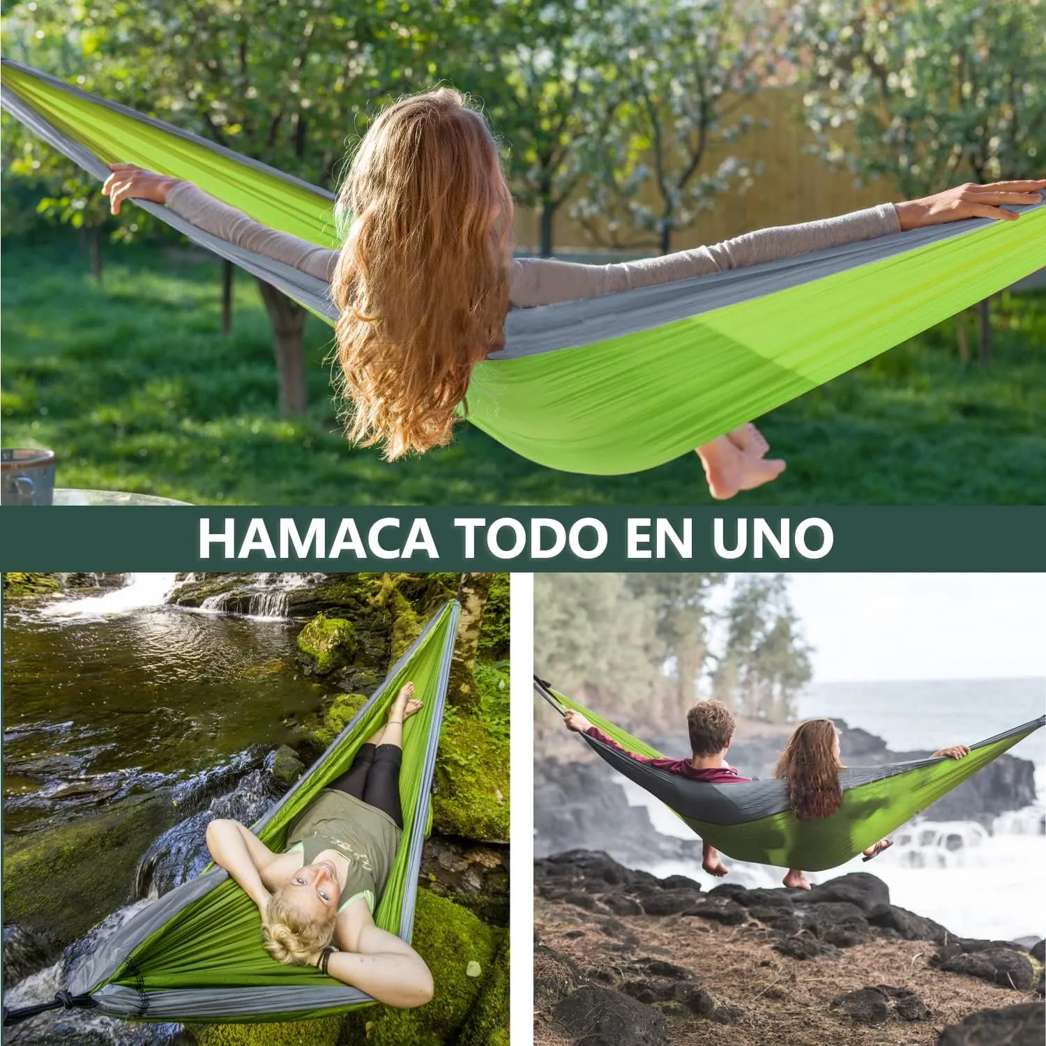 Camping Hammock with Mosquito Net, Portable Parachute Travel Bed Nylon Hammock with Tree Straps