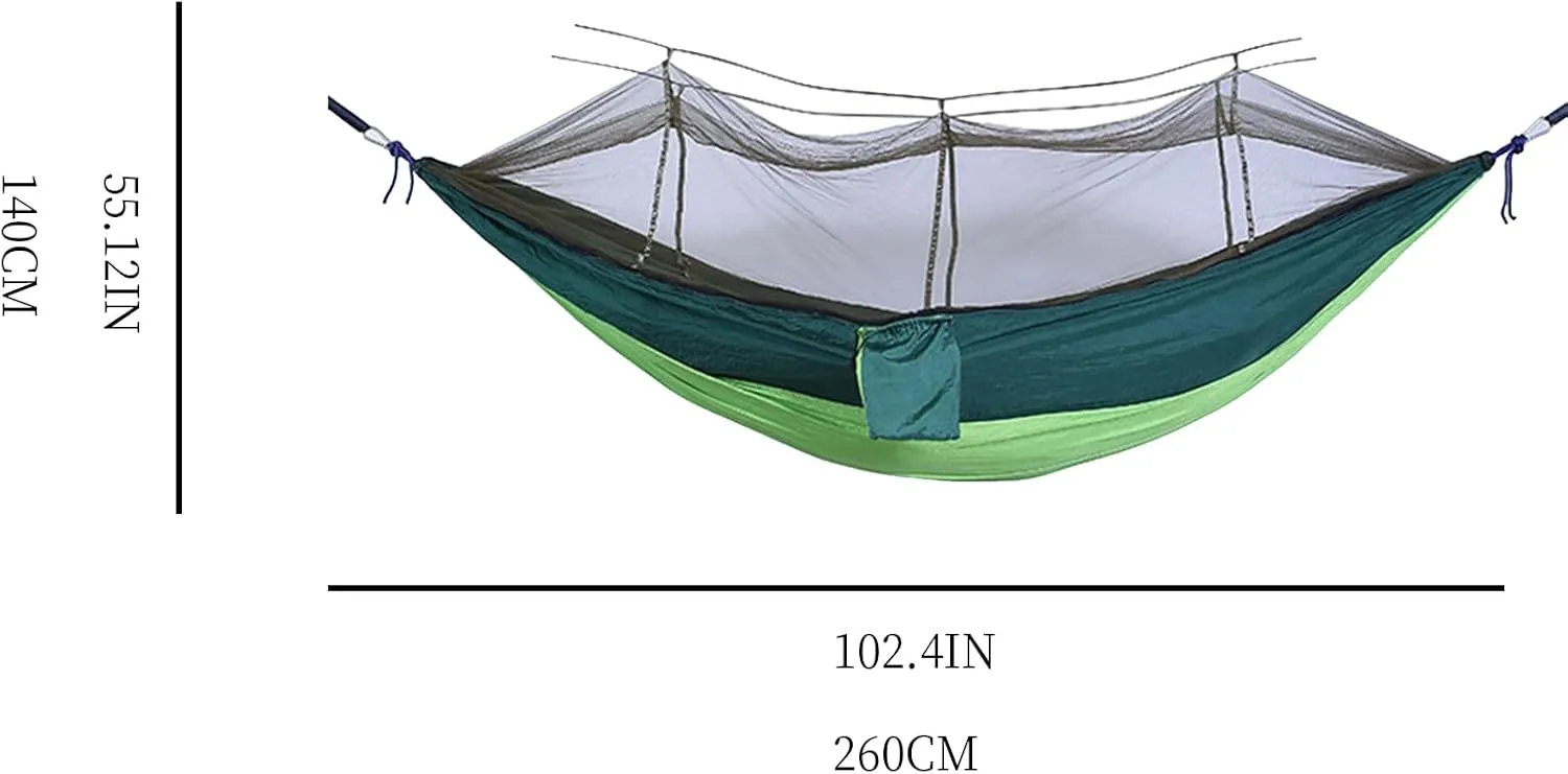 Camping Hammock with Mosquito Net - Ultra Lightweight Durable Double Travel Hammock 210T Parachute Nylon for Outdoor Camping Accessories-Royal Blue with Gray