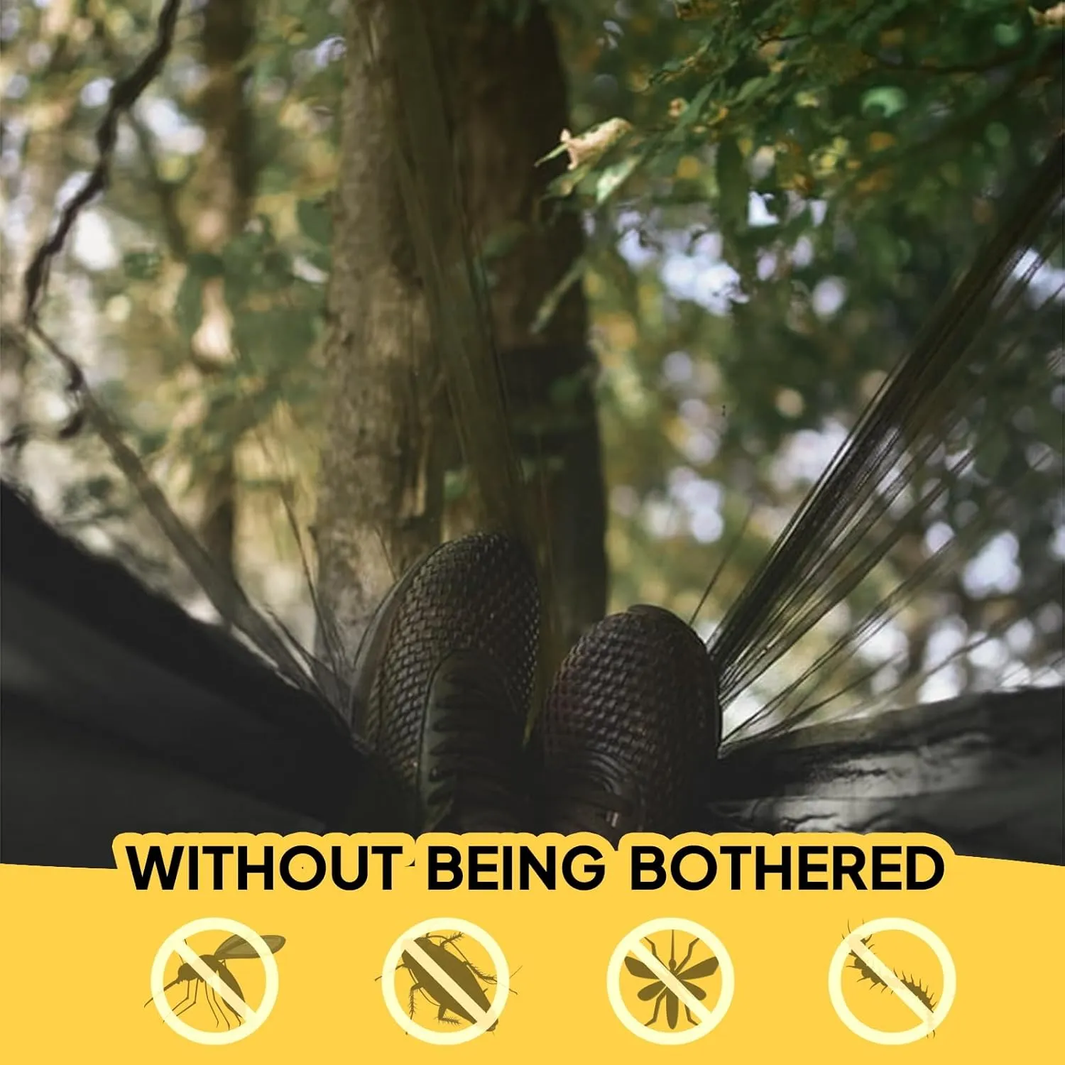 Camping Hammock with Net | 300kg Load Capacity,(300 x 200 cm) Breathable,Quick-Drying Parachute Nylon Travel Hammock | 2 x Premium Carabiners,4 x Slings Included | Outdoor Indoor Garden
