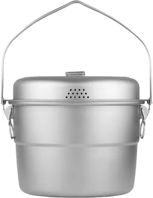 Camping Hanging Pot Campfire Cookware 5.5 L Capacity Stockpot Cooking Pot Titanium Stew Pot for Holidays Travel Beach Fishing