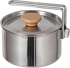 Camping Kettle, 1L Stainless Steel Removable Handle Camping Pot, Portable Cooker Soup Maker for Cooking Pot for Picnic, Hiking, Backpacking