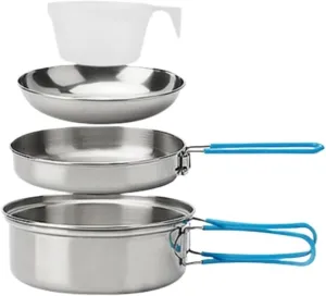 Camping Kitchen Utensil Outdoor Stainless Steel Pot Set Pot Set Camping Hiking Portable Folding Cooker for Outdoor Cooking
