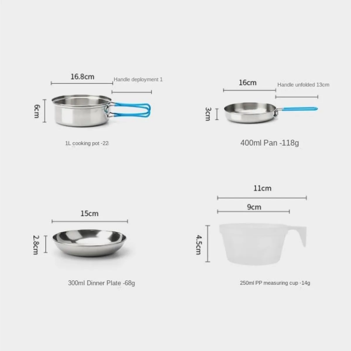 Camping Kitchen Utensil Outdoor Stainless Steel Pot Set Pot Set Camping Hiking Portable Folding Cooker for Outdoor Cooking