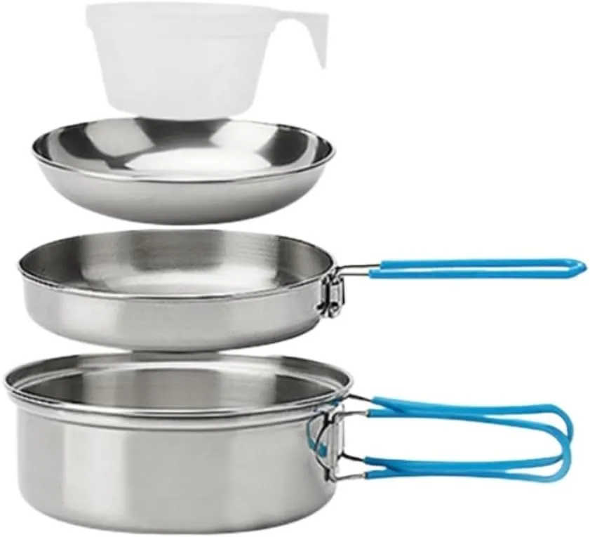 Camping Kitchen Utensil Outdoor Stainless Steel Pot Set Pot Set Camping Hiking Portable Folding Cooker for Outdoor Cooking