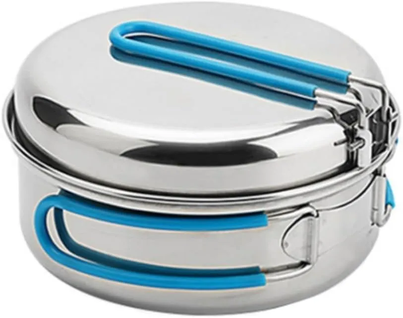 Camping Kitchen Utensil Outdoor Stainless Steel Pot Set Pot Set Camping Hiking Portable Folding Cooker for Outdoor Cooking