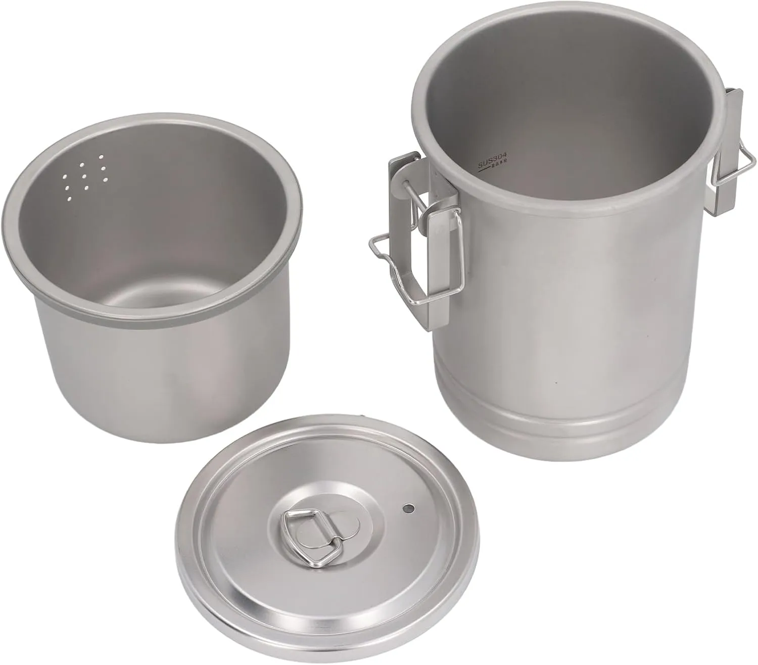 Camping Pot, Stainless Steel Camping Cook Pot Camping Cooking Pot with Lid Steaming and Boiling Multifunction Portable Large Capacity Bento Pot Camping Cookware for Outdoor