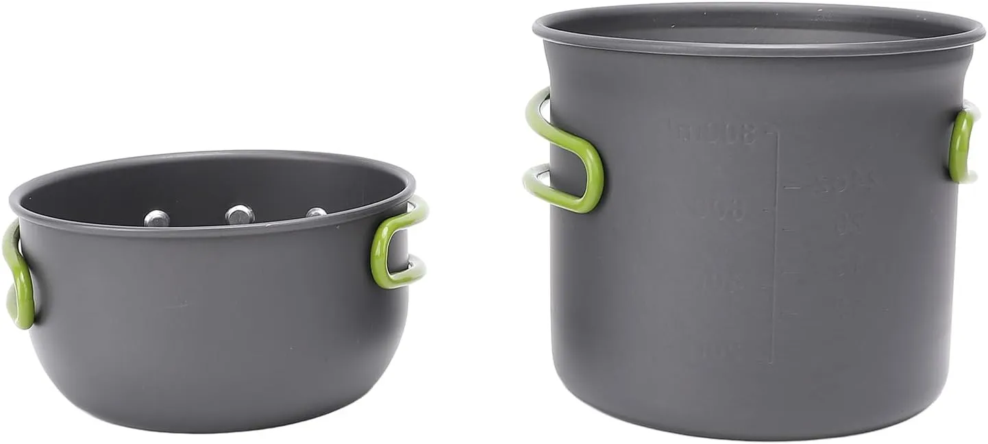 Camping Pots, Aluminum Alloy Pot Spoon Fork Kit with Carry Bag for 1 To 2 People Camping Cooking Set