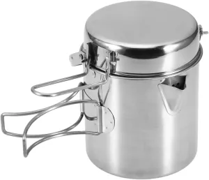 Camping Set Pot Camping Cookware Portable Outdoor Camping Pots and Pans Set Cook Gear for Family Hiking Camping Silver