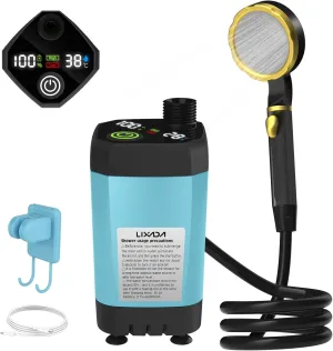 Camping Shower, Portable Camping Shower Pump RV Outdoor Shower Kit Camp Shower w Full Screen Intelligent Digital Display Adjustable Shower Kit for Backyard