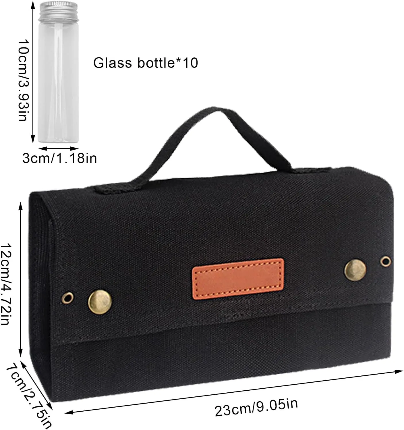 Camping Spice Kit, Portable Travel Spice Bag Pouch With 10 Spice Containers, Foldable Canvas Seasoning Storage Bag for Outdoor Travel Camping BBQ Picnic- Black
