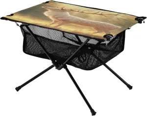 Camping Table Lightweight Portable Folding Table with Mesh Storage Net Animal Deer Spot Ideal for Camping Hiking Beach Picnic Travel Backyard