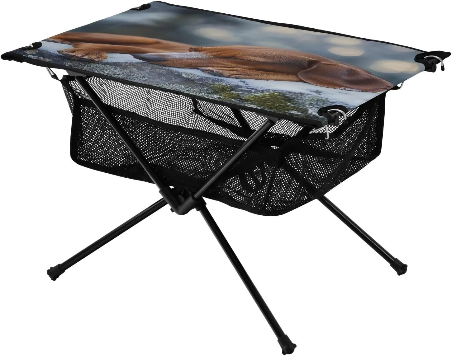 Camping Table Lightweight Portable Folding Table with Mesh Storage Net Brown Dachshund Dog Ideal for Camping Hiking Beach Picnic Travel Backyard