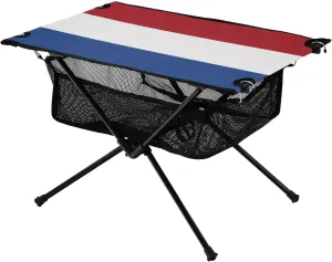 Camping Table Lightweight Portable Folding Table with Mesh Storage Net Netherlands Flag Ideal for Camping Hiking Beach Picnic Travel Backyard