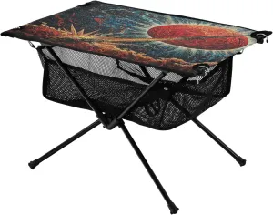 Camping Table Lightweight Portable Folding Table with Mesh Storage Net Starry Sky Galaxy Ball Sword Ideal for Camping Hiking Beach Picnic Travel Backyard