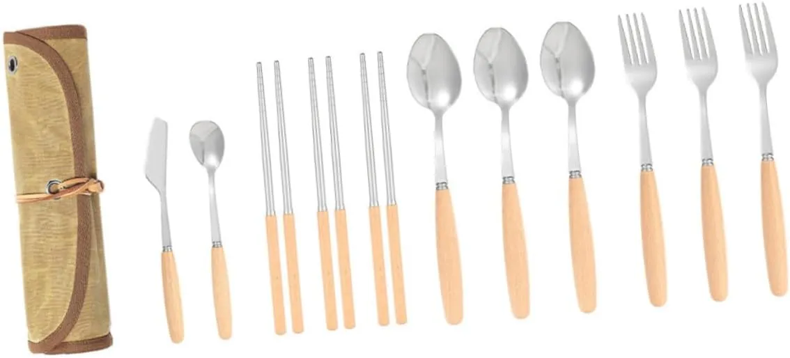 Camping Travel Utensil Set Compact and Portable Including Fork Spoon Chopstick Must Have for Outdoor Activities