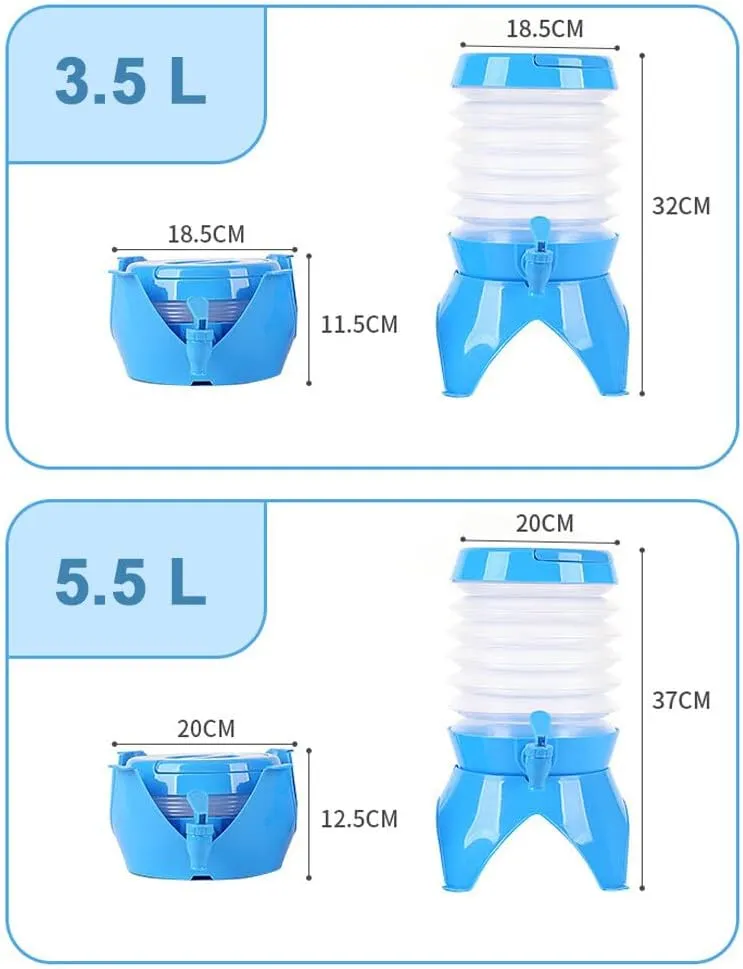 Camping Water Container,3.5 L Collapsible Water Bucket Portable Water Tank Reusable Water Storage Carrier Jug No-Leak Water Dispenser with Drain Tap for Outdoors Hiking