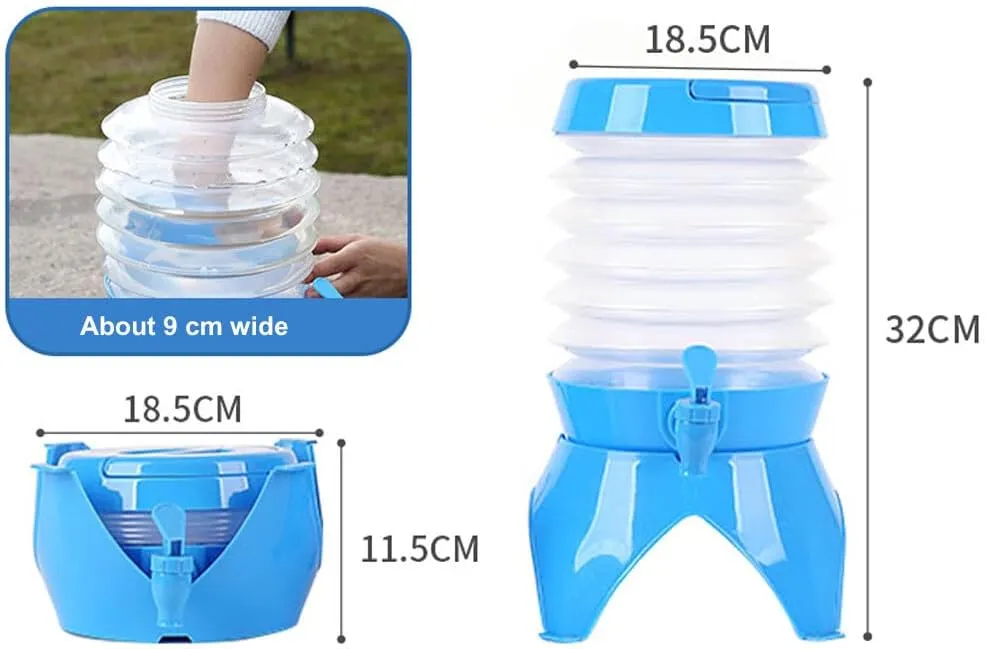 Camping Water Container,3.5 L Collapsible Water Bucket Portable Water Tank Reusable Water Storage Carrier Jug No-Leak Water Dispenser with Drain Tap for Outdoors Hiking