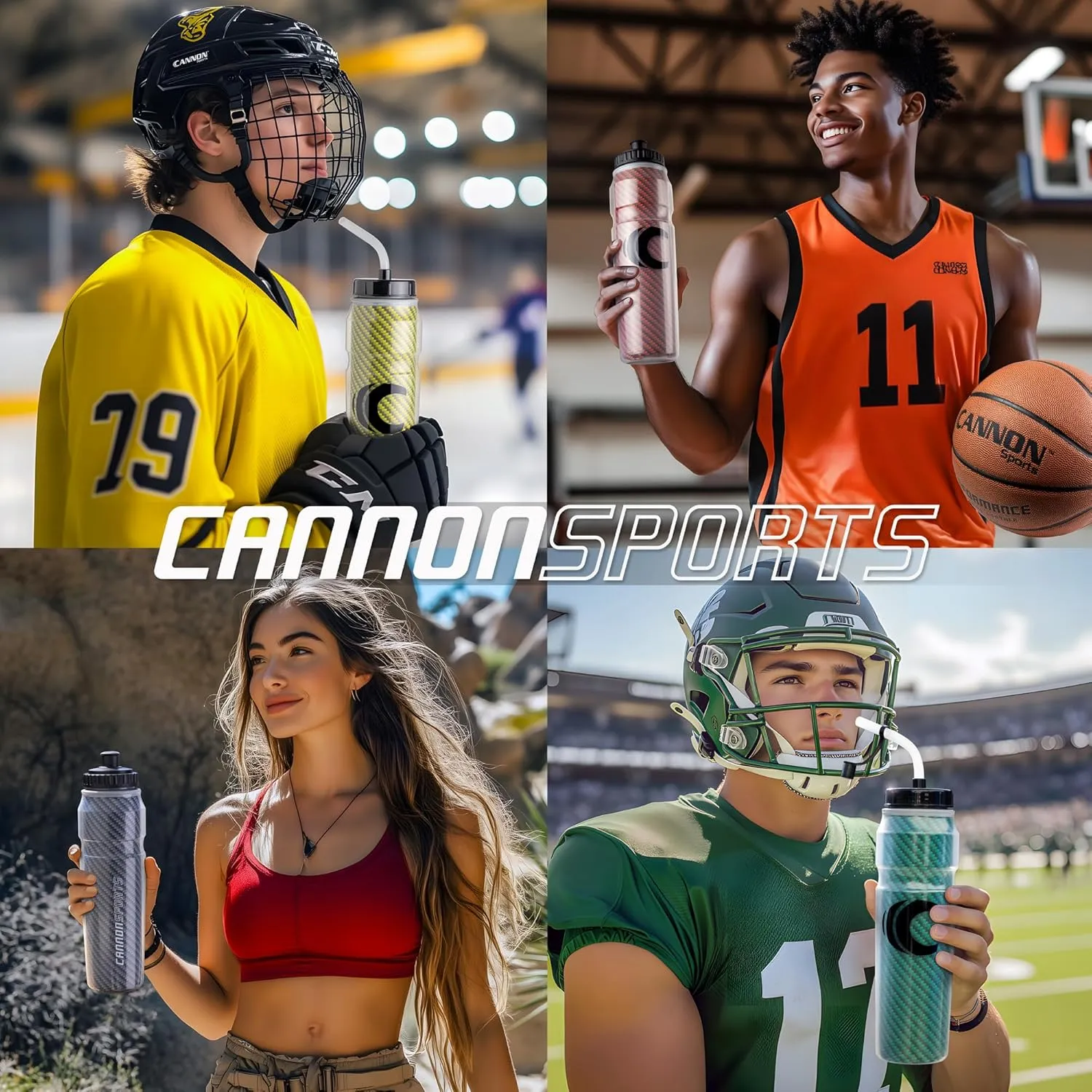 Cannon Sports 28oz Insulated Squeeze Water Bottle with Straw, Leak Proof Lids, 2 lids (Straw and Squeeze), Double Wall Insulation, Wide Mouth, BPA-Free (2 Pack) (Yellow)