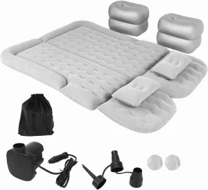 Car Air Mattress Vehicle Inflatable Thickened Travel Bed Sleeping Pad Camping Accessory (Grey)