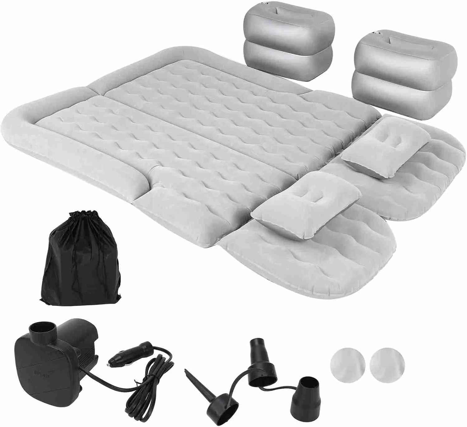 Car Air Mattress Vehicle Inflatable Thickened Travel Bed Sleeping Pad Camping Accessory (Grey)