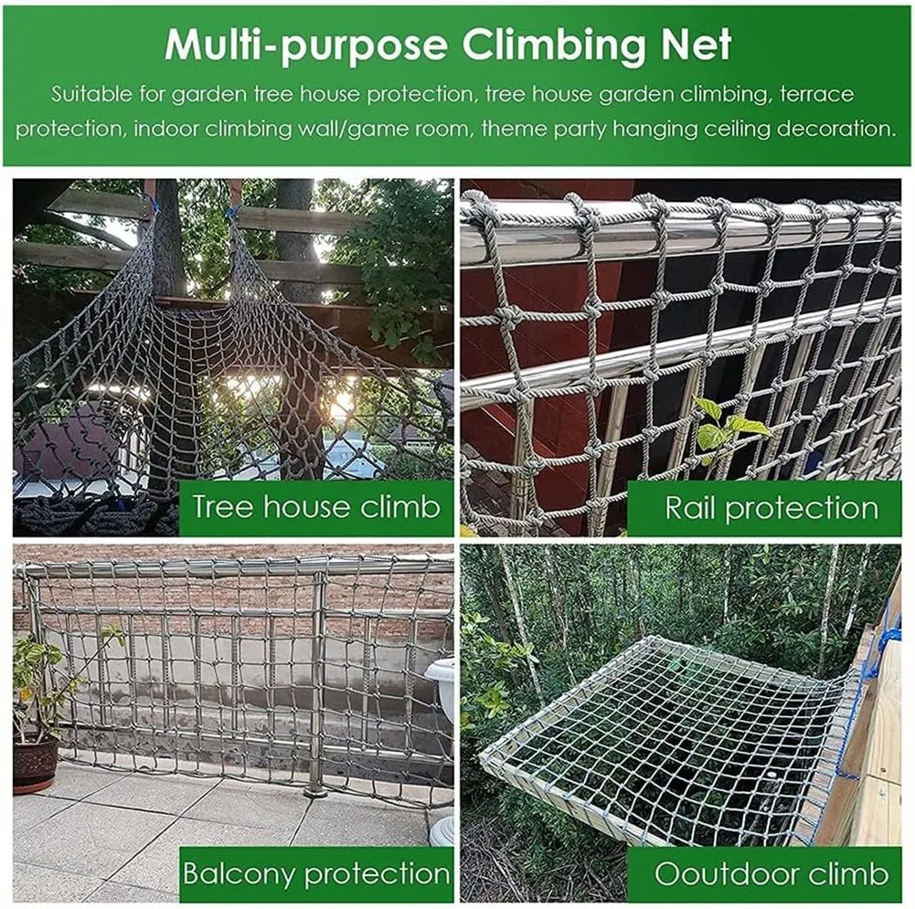 Cargo Climbing Net Outdoor Treehouse Nylon Truck Trailer Nets Playground Heavy Duty Swings Net Safety Net Cargo Net Child(8mm*8cm,2X3m/6.6X9.8ft)