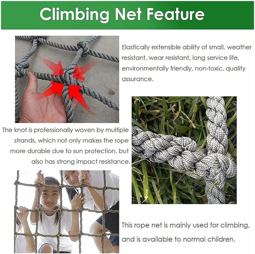 Cargo Climbing Net Outdoor Treehouse Nylon Truck Trailer Nets Playground Heavy Duty Swings Net Safety Net Cargo Net Child(8mm*8cm,2X3m/6.6X9.8ft)