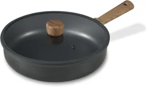 CAROTE Titanium Pan Non Stick Frying Pans, 8/9.5/11 Inch Nonstick Skillet Chef's Pan with lid, Compatible with All Stoves, 9.5''