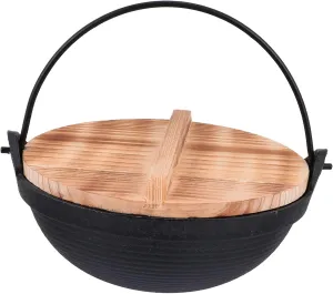 Cast Iron Hot Pot Cooking Pot Lodge Style Hanging Kettle Multifunctional Stockpot Camping Essential Non-stick Surface for Easy Cleaning