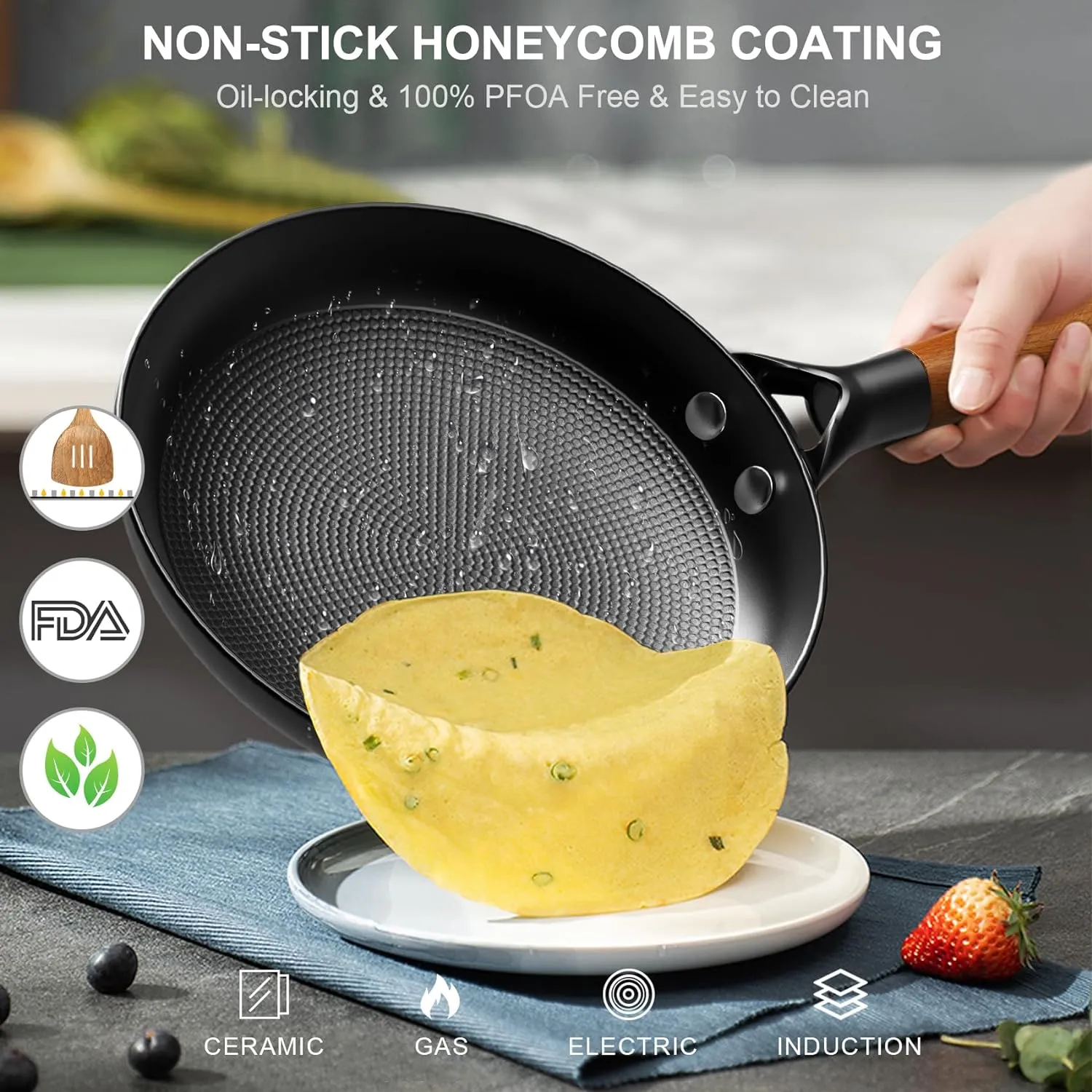 Cast Iron Skillets, 8 Inch 12 Inch Non Stick Frying Pans, 2 Piece Cookware Set Cast Iron Pans, Egg Pans Nonstick, Oven Safe Dishwasher Safe (8 & 12 Inch), Fathers Mothers Day Gifts