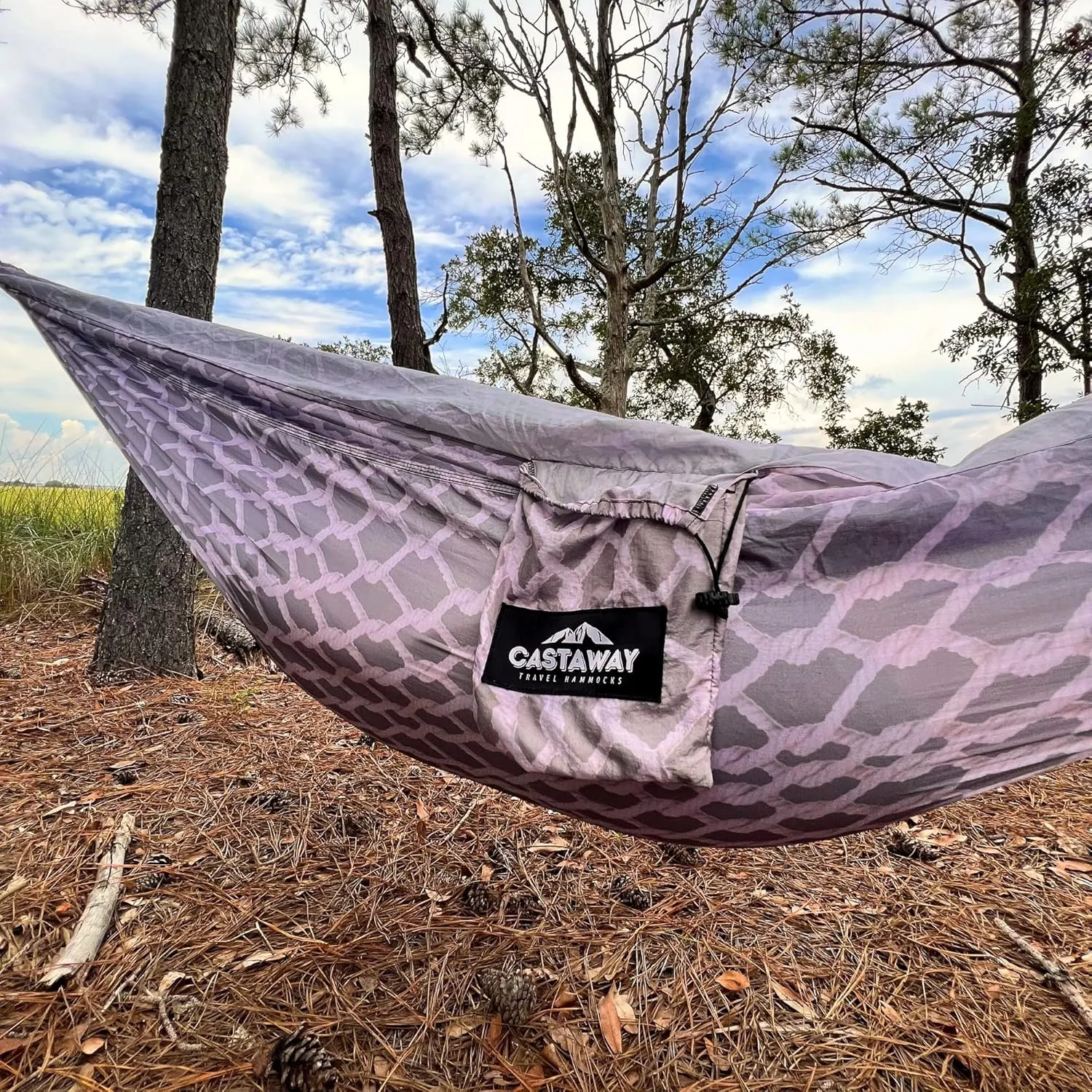 Castaway Travel Hammocks Double Rope Design Camping Hammock with 2 Tree Straps, Triple Stitched Durable Nylon Material, Compact Design for Backpacking, Travel, Beach, Backyard, Patio, Hiking