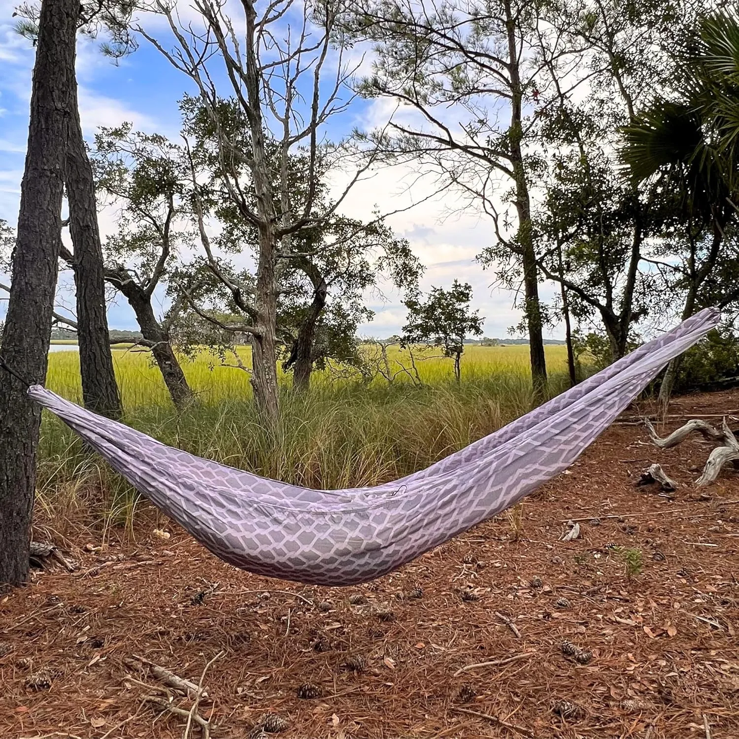 Castaway Travel Hammocks Double Rope Design Camping Hammock with 2 Tree Straps, Triple Stitched Durable Nylon Material, Compact Design for Backpacking, Travel, Beach, Backyard, Patio, Hiking