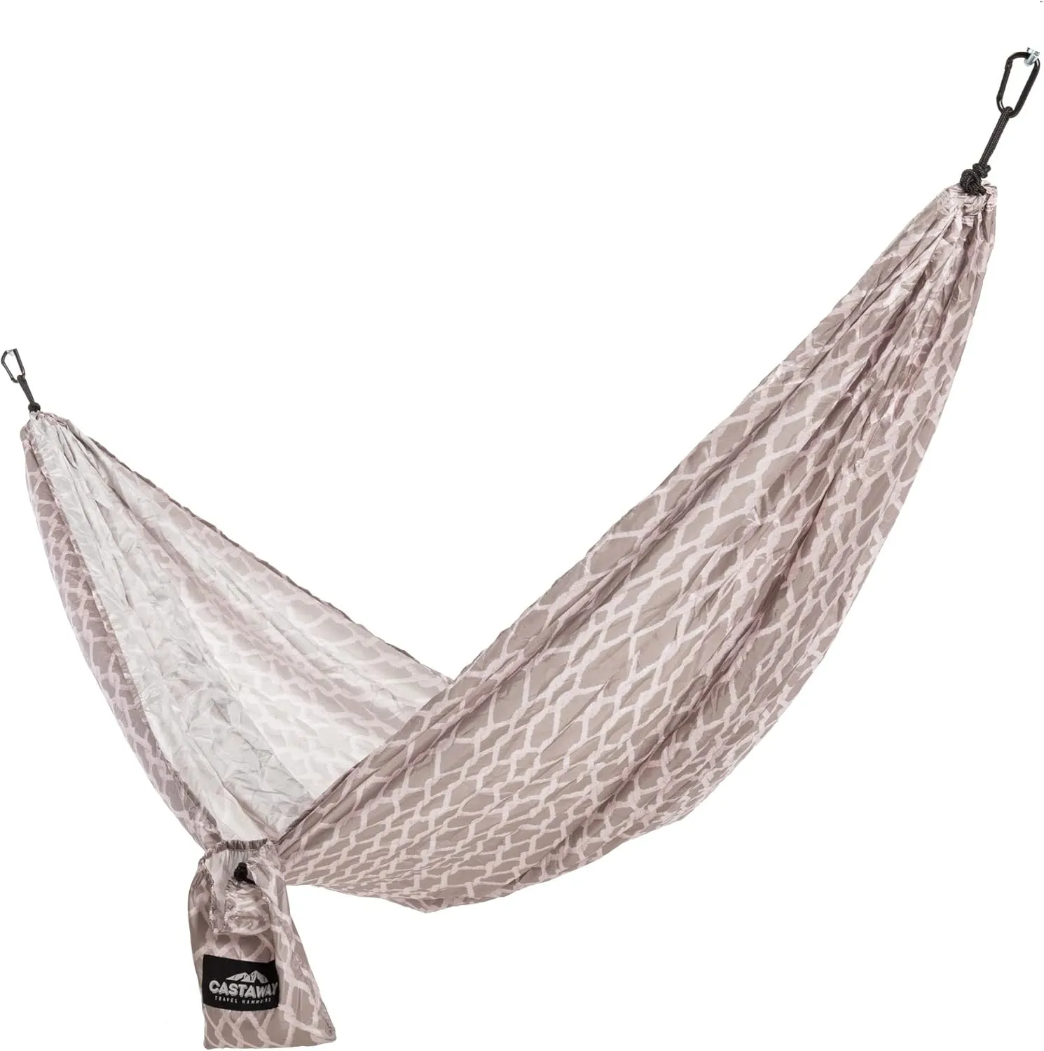 Castaway Travel Hammocks Double Rope Design Camping Hammock with 2 Tree Straps, Triple Stitched Durable Nylon Material, Compact Design for Backpacking, Travel, Beach, Backyard, Patio, Hiking