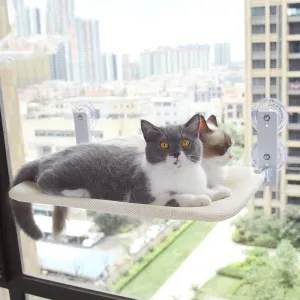 Cat Window Hammock Bed with Suction Cups – Space-Saving Glass Mounted Cat Lounger