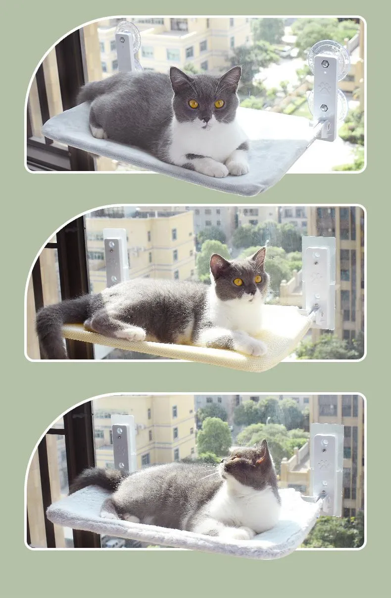 Cat Window Hammock Bed with Suction Cups – Space-Saving Glass Mounted Cat Lounger