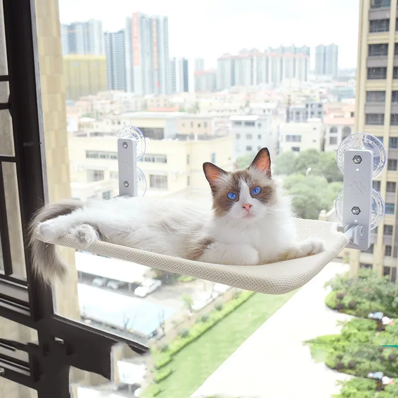 Cat Window Hammock Bed with Suction Cups – Space-Saving Glass Mounted Cat Lounger