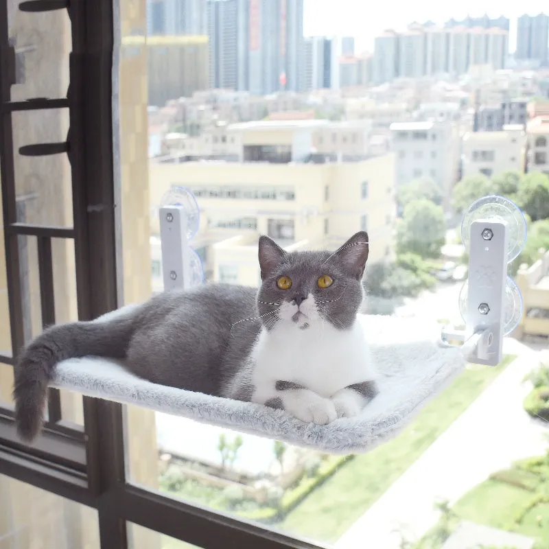 Cat Window Hammock Bed with Suction Cups – Space-Saving Glass Mounted Cat Lounger