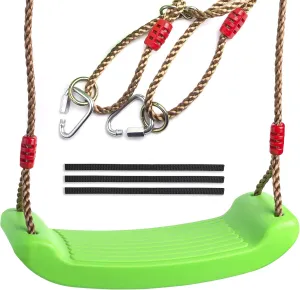 Cateam Swing seat Green for Kids and Adults with Length Control Hinge - 220lb/100kg Load - Ninja Slackline Ready - Triangle carabiners Included - Playground Swing Set Accessories Replacement