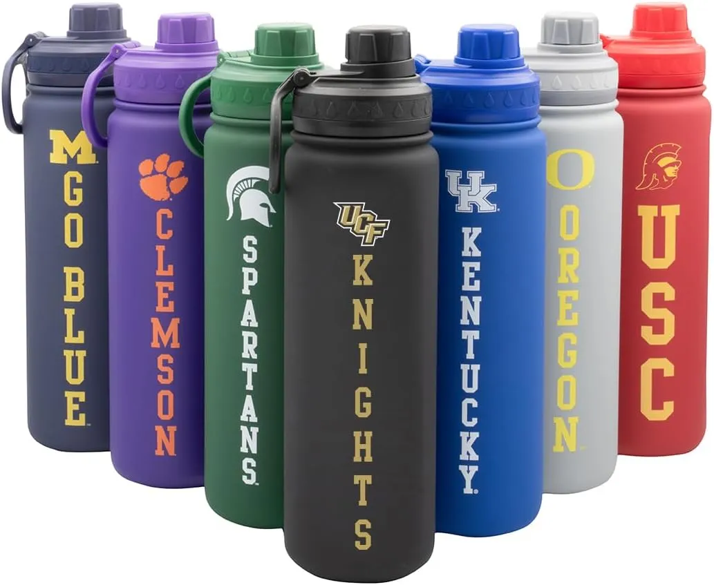 Central Florida Logo Water Bottle - Black Double Walled Stainless Steel 24 oz Keeps Drinks Cold or Hot