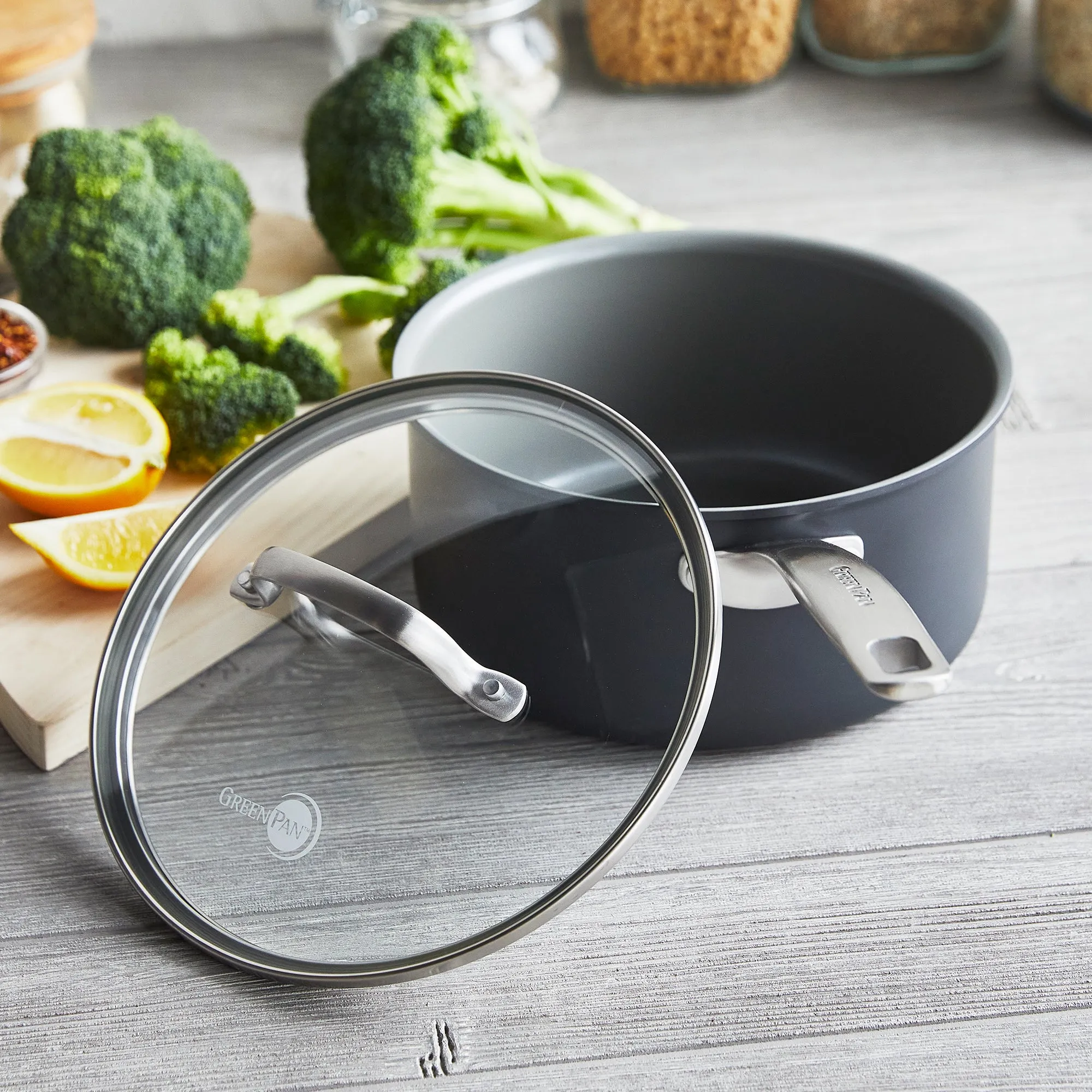 Chatham Nonstick, Ceramic Sauce Pan with Lid, 3 qt